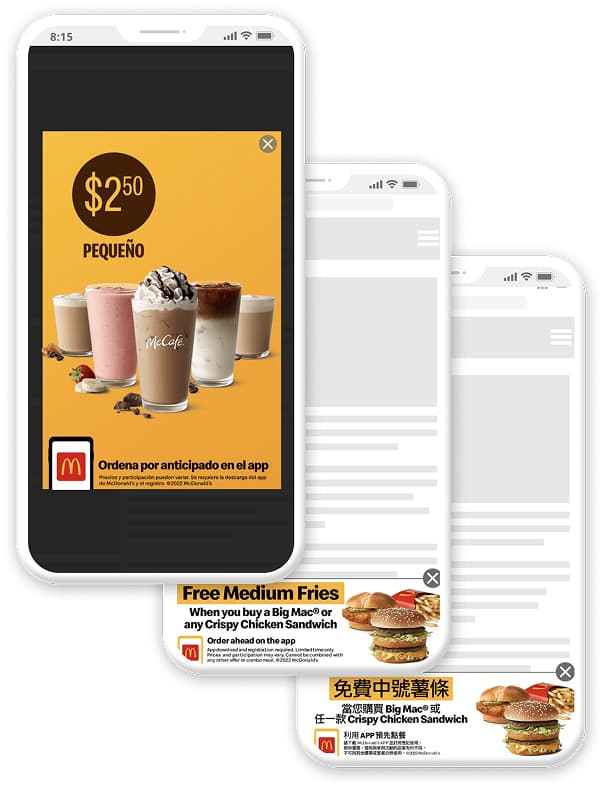 McDonald's mobile app advertisements
